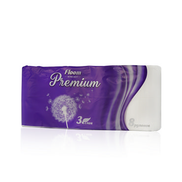 Туалетная бумага Floom Premium 3х-слойная 8шт