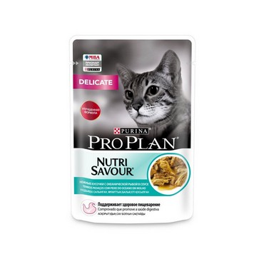Влажный корм для стерилизованных кошек Pro Plan Sterilised " Nutri Savour " , океанская рыба в соусе 85г
