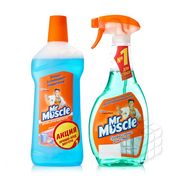 Набор Mr.Muscle ( чистящее средство для стекол с нашатырным спиртом 500мл + средство средство для мытья полов " После дождя " 500мл )