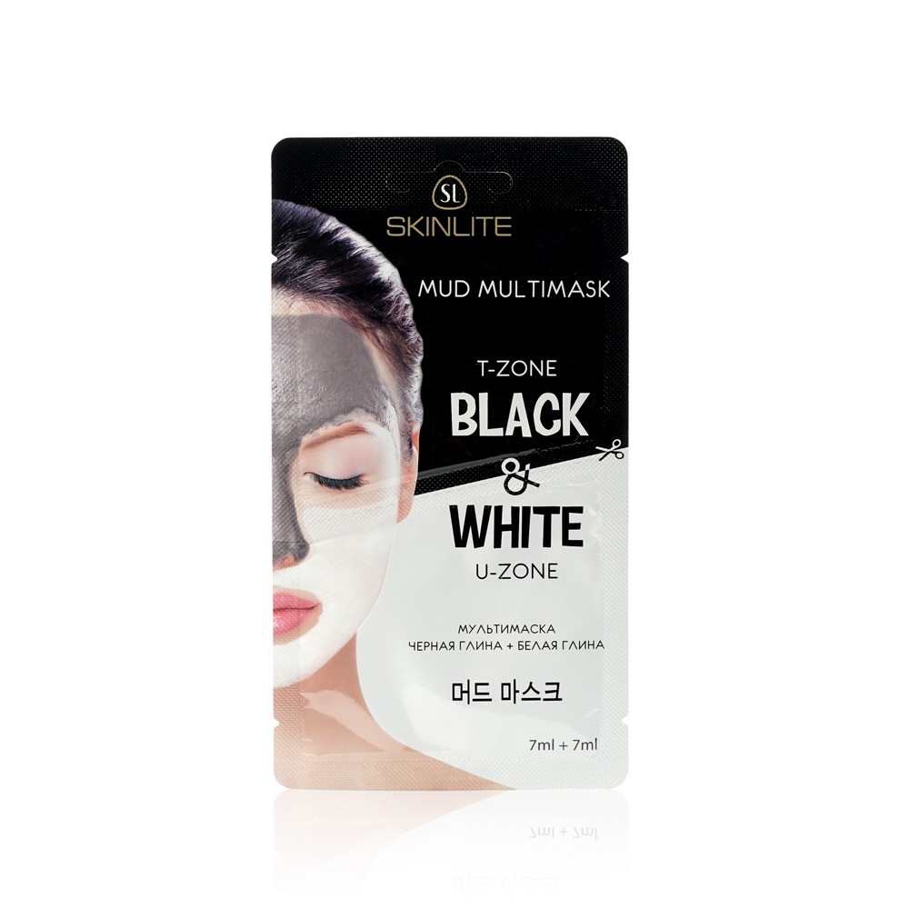 

Маска для лица Skinlite Mud Multimask " Черная глина + Белая глина " 14мл