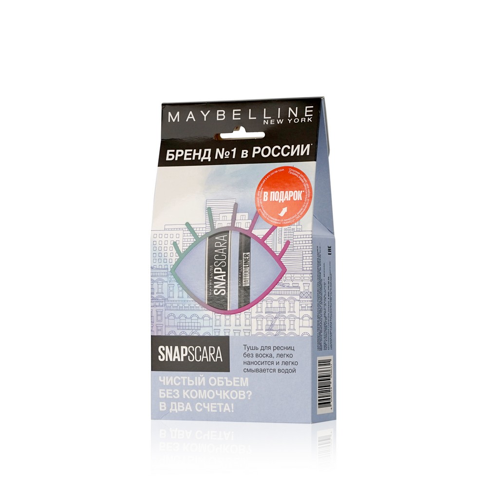 

Женский Подарочный набор Maybelline New York ( тушь для ресниц " Snapscara " 9,5мл + гелевый карандаш для век Tatoo Liner 1,3г )