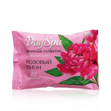 Освежающие влажные салфетки Day Spa " Розовый пион " 15шт