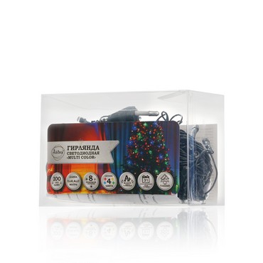 Гирлянда светодиодная Artus Новый Год " Multi color " 100 ламп 8,4м зеленый кабель