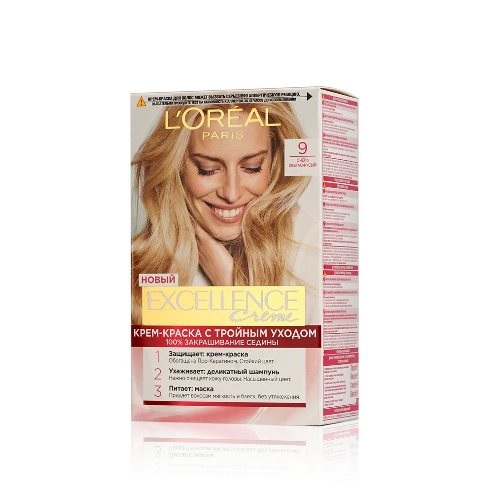 

Крем - краска L`Oreal Paris Excellence Creme стойкая для волос 9 Очень светло-русый