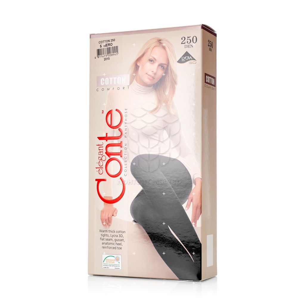 

Женские колготки Conte Cotton 250den Nero 5 размер