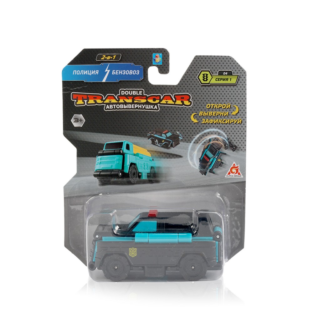 

Машинка 1 Toy Transcar Double " Полиция-Бензовоз 2в1 " 8см