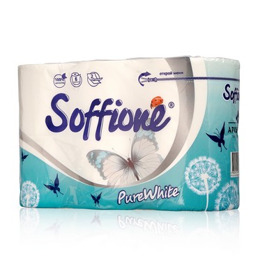 Туалетная бумага Soffione " Pure White " 2х-слойная 6шт