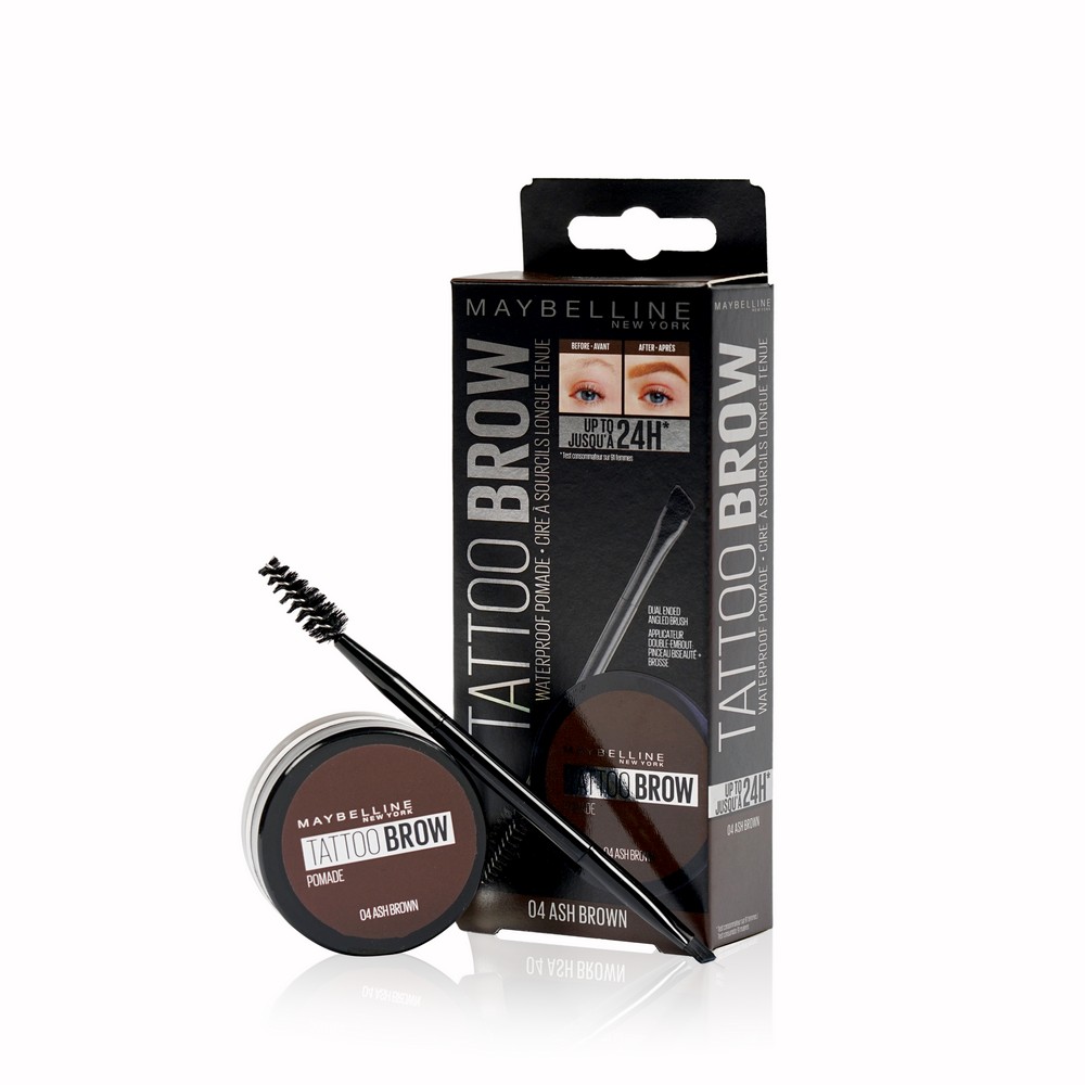 Стойкая помада для бровей Maybelline New York Tattoo Brow Pomade 004 Ash Brown 3,5г помада maybelline new york maybelline new york ma010lwfuzl7
