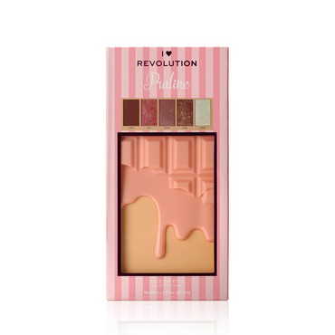 Палетка для лица I Heart Revolution Chocolate ( Бронзер , румяна , хайлайтер ) , Praline , 5 цветов , 18г