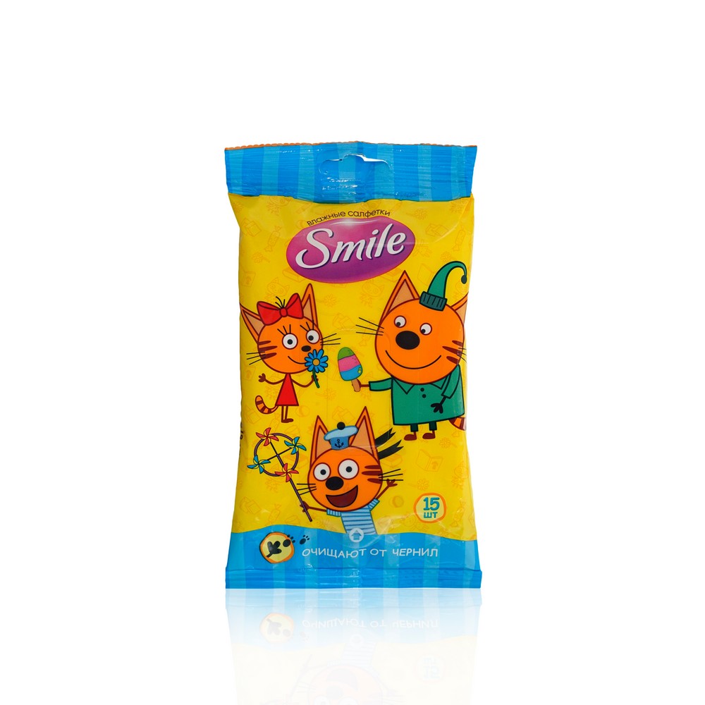 

Детские влажные салфетки Smile Три кота 15шт