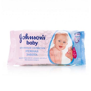 Влажные салфетки Johnson's. Baby для детей " Нежная забота " 64шт