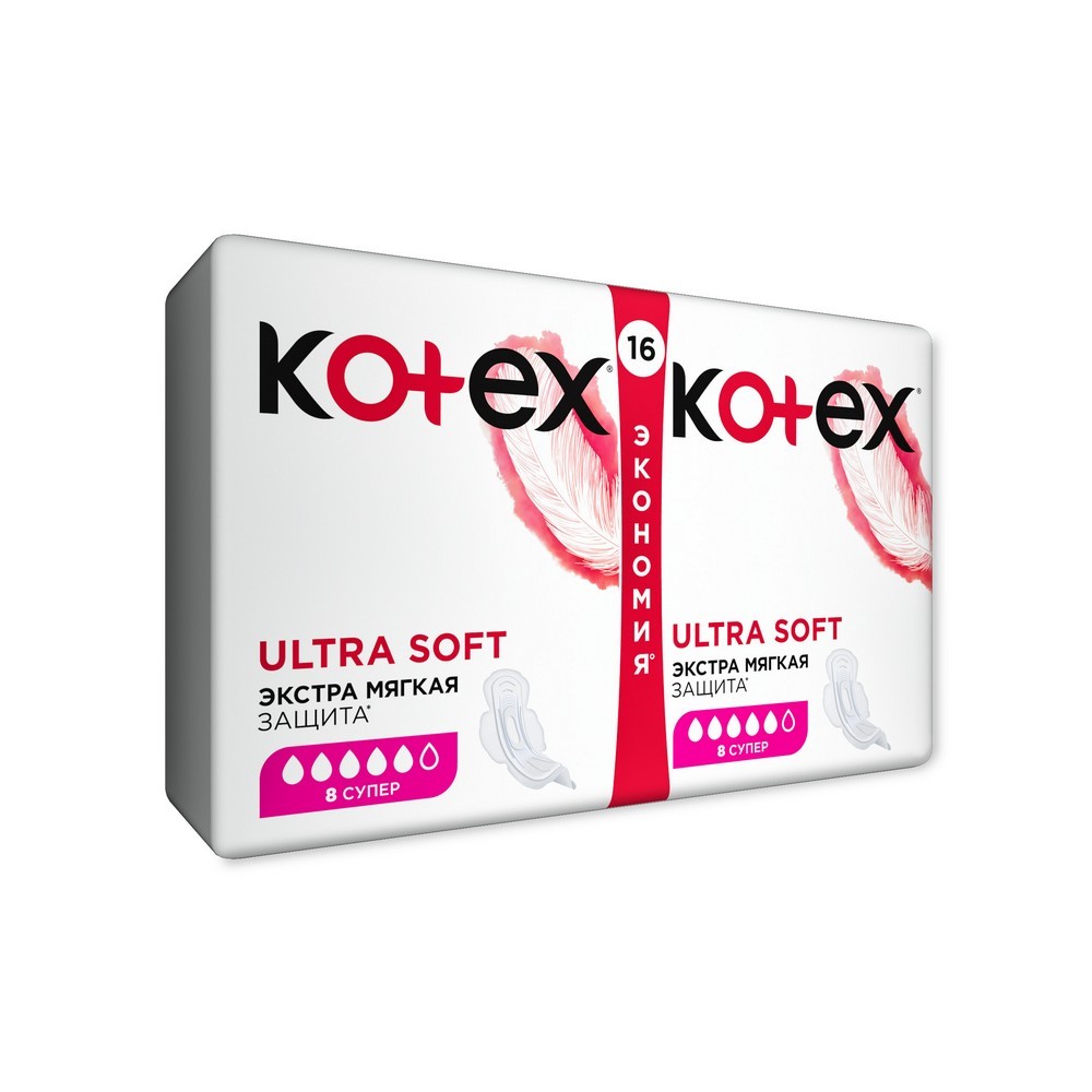 

Женские гигиенические прокладки Kotex Ultra Soft Super 16шт