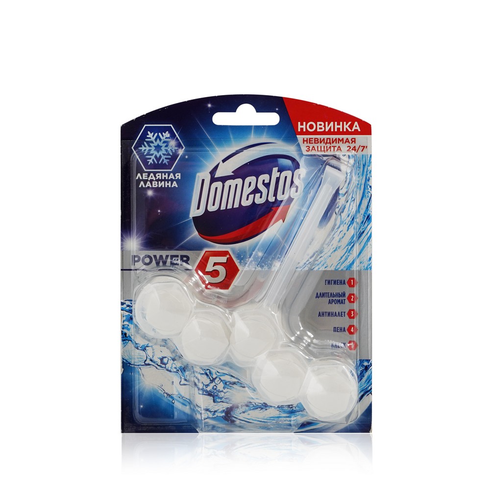 

Подвесной чистящий блок Domestos Power 5 для унитаза " Ледяная лавина " 55г
