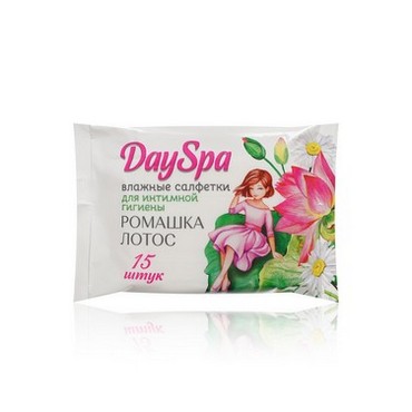 Влажные салфетки для интимной гигиены Day Spa " ромашка и лотос " 15шт