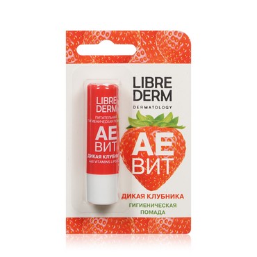 Питательная гигиеническая помада для губ Librederm АЕВИТ дикая клубника 4г