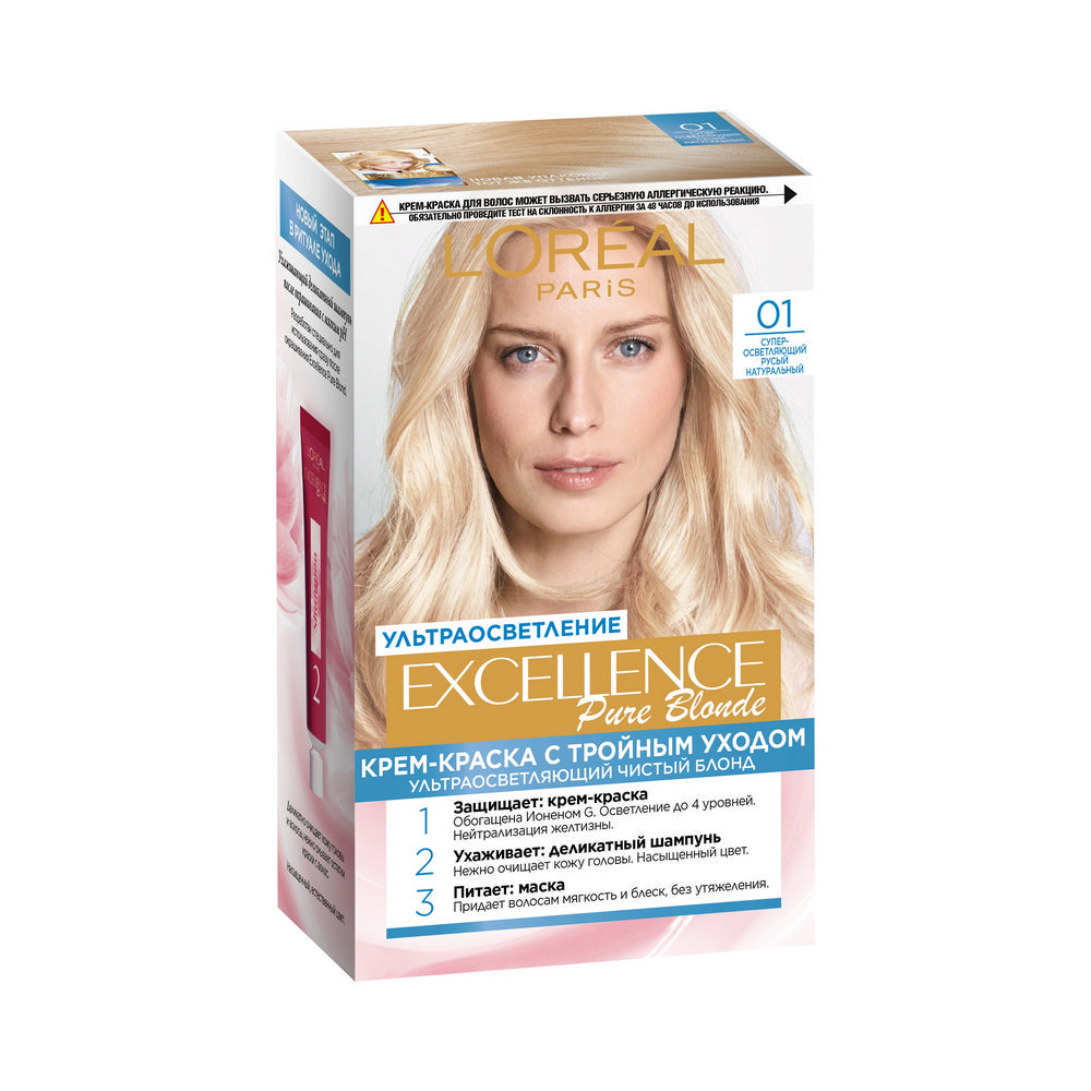 

Крем - краска L`Oreal Paris Excellence Pure Blonde стойкая для волос 01 Русый