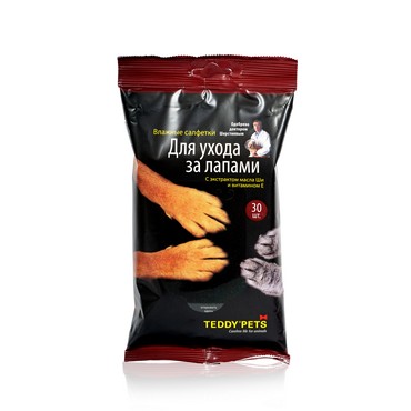 Влажные салфетки Teddy Pets для ухода за лапами 30шт
