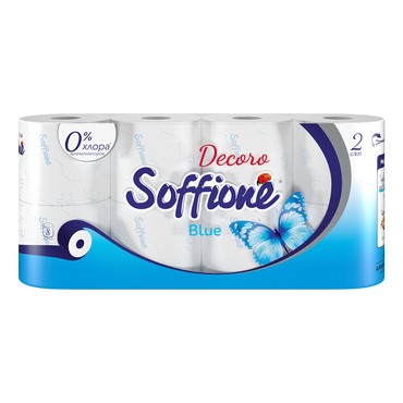 Туалетная бумага Soffione " Decoro " 2х-слойная , 8шт