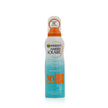 Солнцезащитный спрей - вуаль Garnier Ambre Solaire " Солнечная вода " с алоэ вера SPF 30 200мл