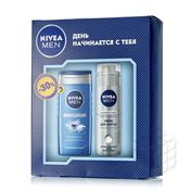 Мужской набор Nivea Серебряная защита ( гель для душа " Пробуждающий " 250мл + пена для бритья 200мл )