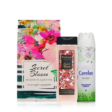Женский подарочный набор ( гель для душа Sensicare " Secret Bloom " 250мл + дезодорант Carelax " Aloe Vera " 150мл )