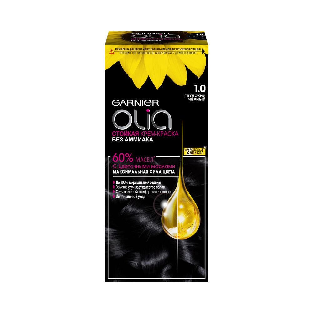

Стойкая крем - краска Garnier Olia для волос 1.0 Глубокий черный