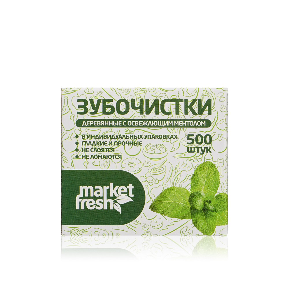 Зубочистки MARKET FRESH с ароматом мяты в коробке 500шт