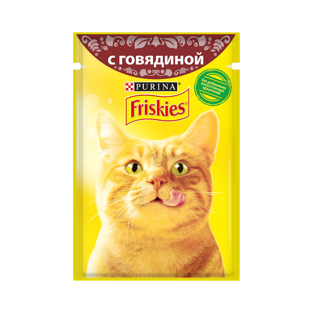 

Влажный корм для кошек Friskies с говядиной 85г