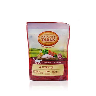 Сухой корм для взрослых кошек Nature's Table с курицей 190г