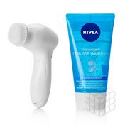 Женский набор Nivea " Система ультра-очищения лица " ( освежающий гель для умывания для нормальной кожи 150мл + щетка для умывания )
