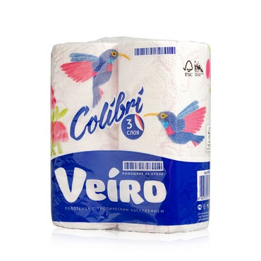 Бумажные полотенца Viero Colibri 3х-слойные