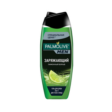 Мужской гель для душа Palmolive Men 2 в 1 для тела и лица " Заряжающий лимонный взрыв " 500мл