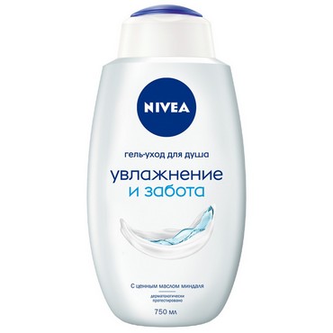 Крем - гель Nivea для душа " Нежное увлажнение " с ценным маслом миндаля 750мл