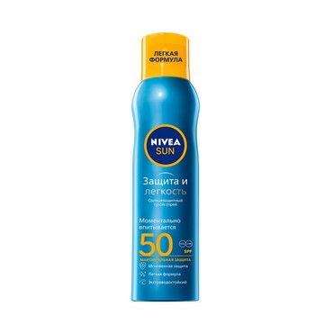 Сухой солнцезащитный спрей для тела Nivea Sun " Защита и легкость " SPF 50 200мл