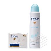Женский набор Dove ( дезодорант - антиперспирант " Cotton soft " 150мл + крем - мыло " Красота и уход " 75г )
