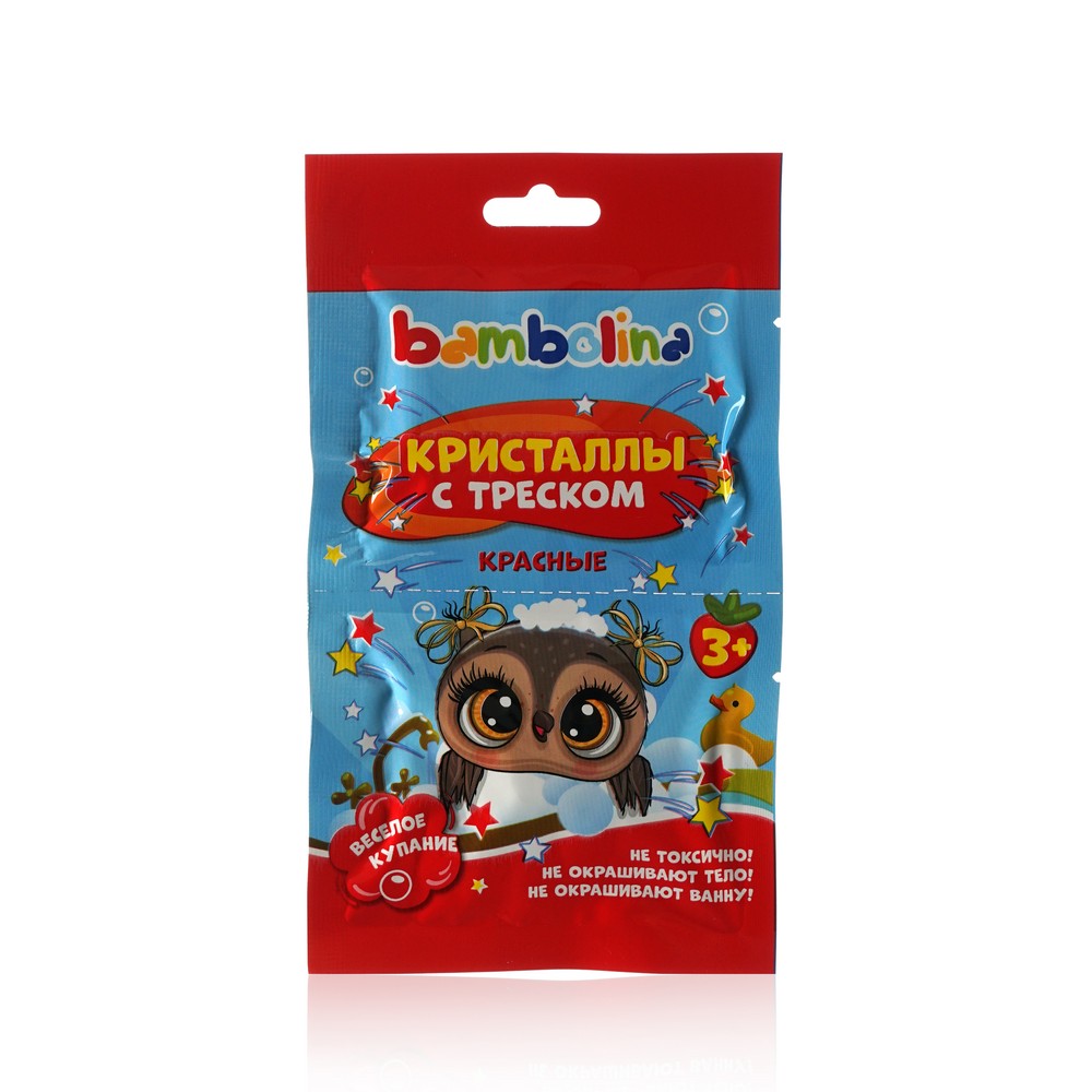 Средство для купания Bambolina Кристаллы с треском , 3+ , Красный , 20г