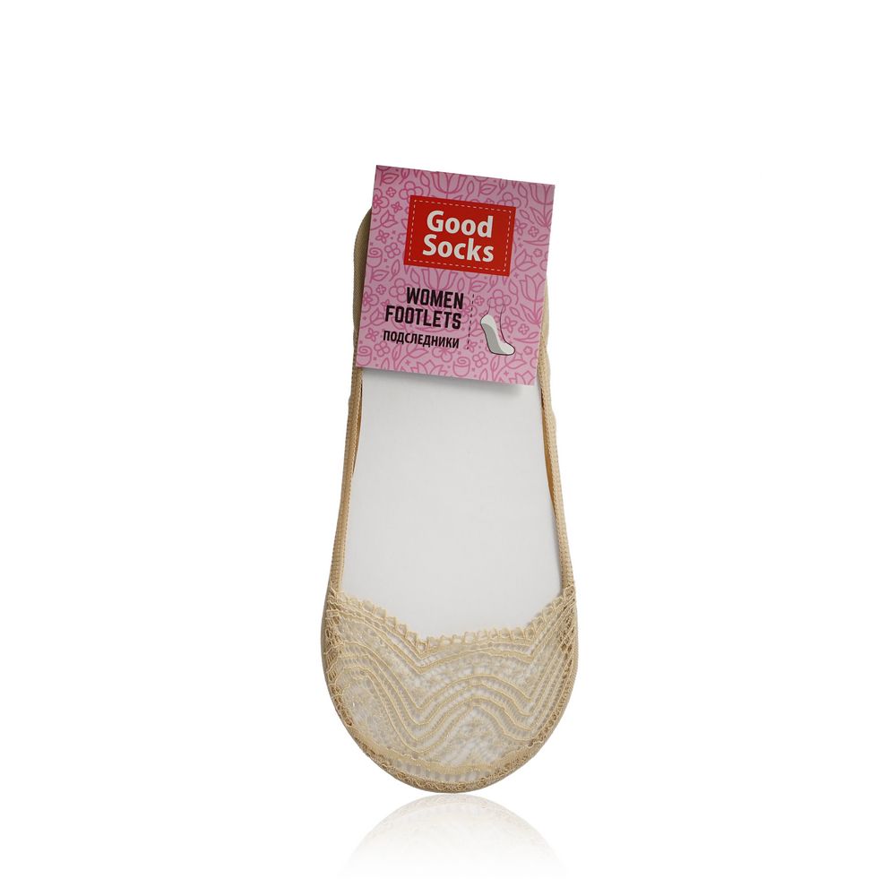 

Подследники Good Socks трикотажные , с кружевным верхом , бежевые 1 пара