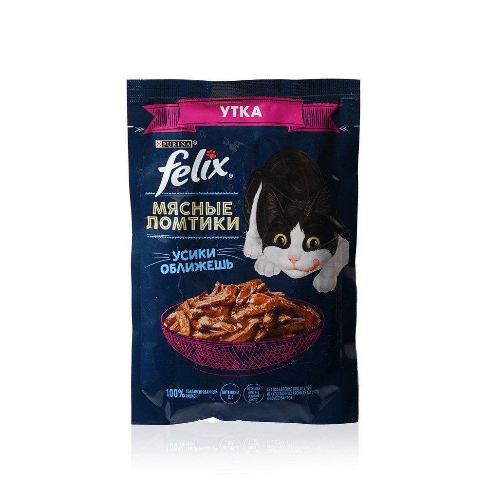 Влажный корм для кошек Felix Мясные ломтики  Утка  75г