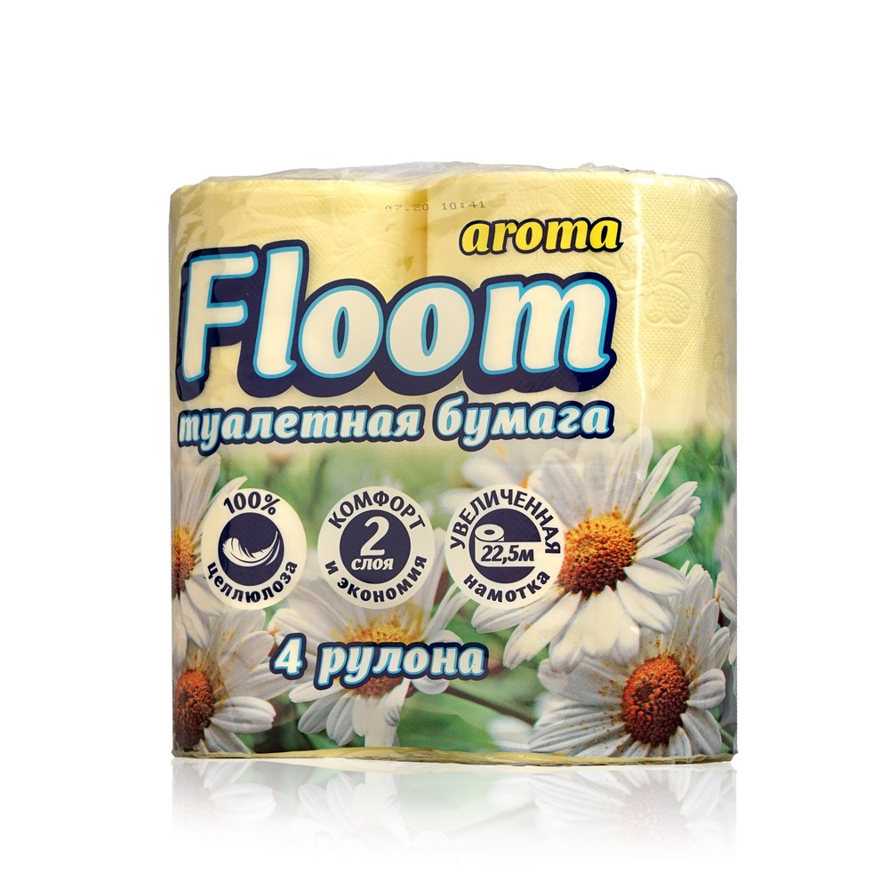 

Туалетная бумага Floom 2х-слойная , ромашка 4шт