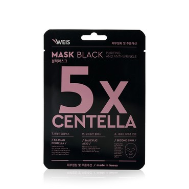 Маска для лица WEIS Black mask " 5X centella " с центеллой азиатской и салициловой кислотой 25г