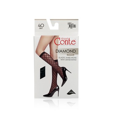 Женские капроновые гольфы Conte Fantasy , Diamond , Nero , р.23-25