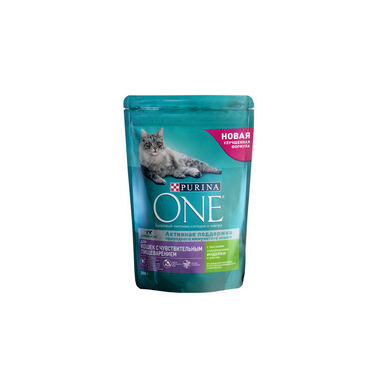 Сухой корм для кошек с чувствительным пищеварением Purina One с индейкой и рисом 200г