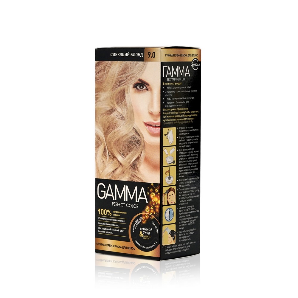 

Стойкая крем - краска GAMMA 9.0 Сияющий блонд