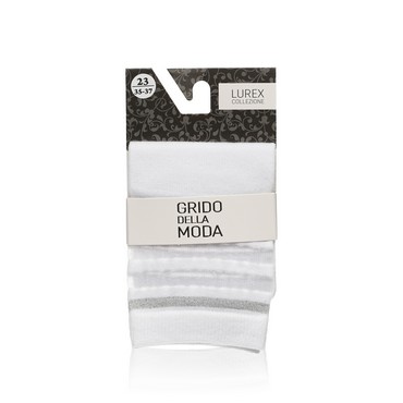 Женские носки с люрексом Grido della Moda " Прозрачные полоски " , Белый , р.23