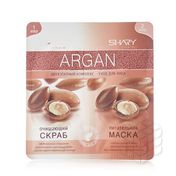 Очищающий скраб Shary для лица " Argan " + питательная маска для лица 2*6г