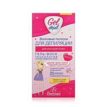 Восковые полоски для депиляции Floresan Gel Depil для молодой кожи 20шт