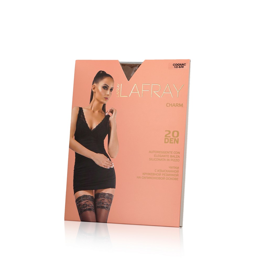 

Женские чулки La Fray Charm с кружевной резинкой на силиконовой основе 20den Cognac 1/2 размер