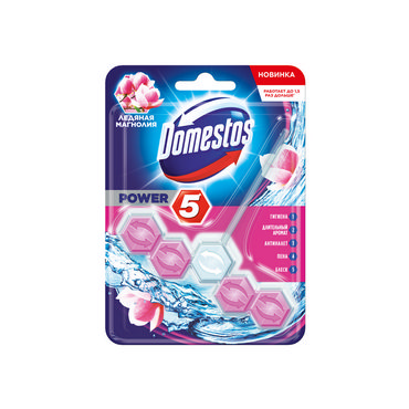 Подвесной чистящий блок Domestos Power 5 для унитаза " Ледяная магнолия " 55г
