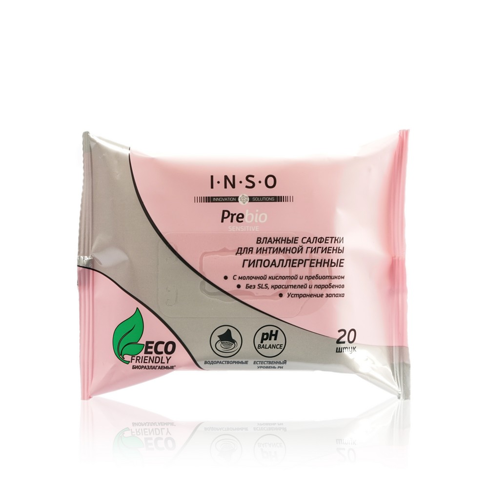 

Влажные салфетки для интимной гигиены INSO Prebio Sensitive 20шт