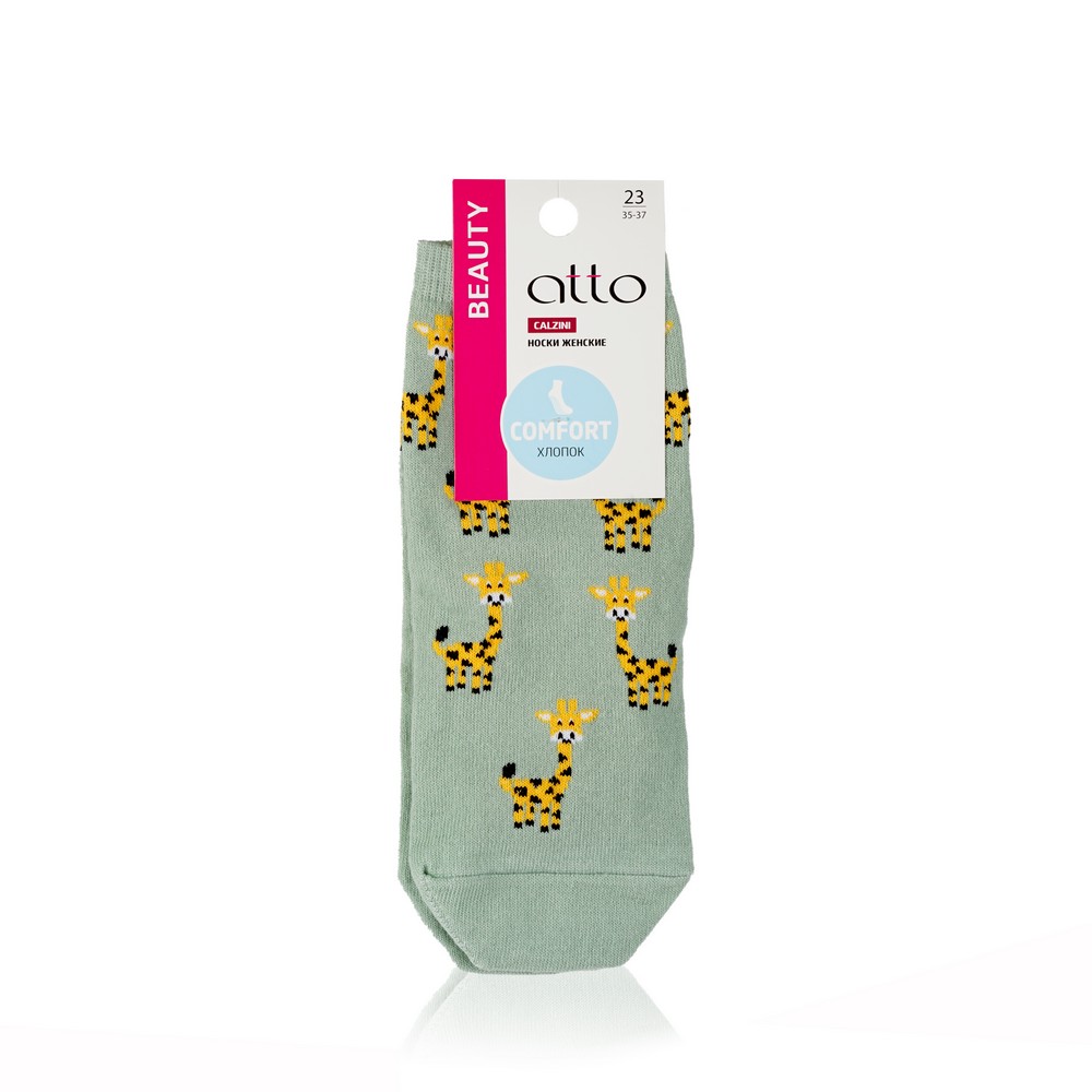 

Женские носки Atto Beauty 54-13ЛС " Жирафы " Фисташковый , р.23
